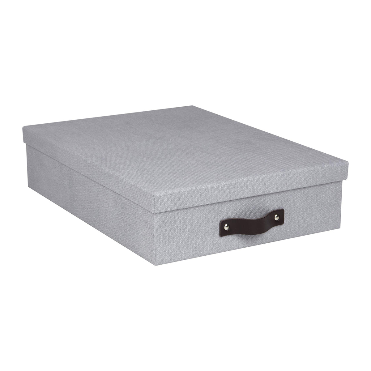 Bigso Oskar Canvas Fiberboard Document Letter Box - File Organizer Box for Important Paperwork - Document Storage with a Lid & Handle - 3.3 in x 10.2 in x 13.8 in - 3 Pack - Blue