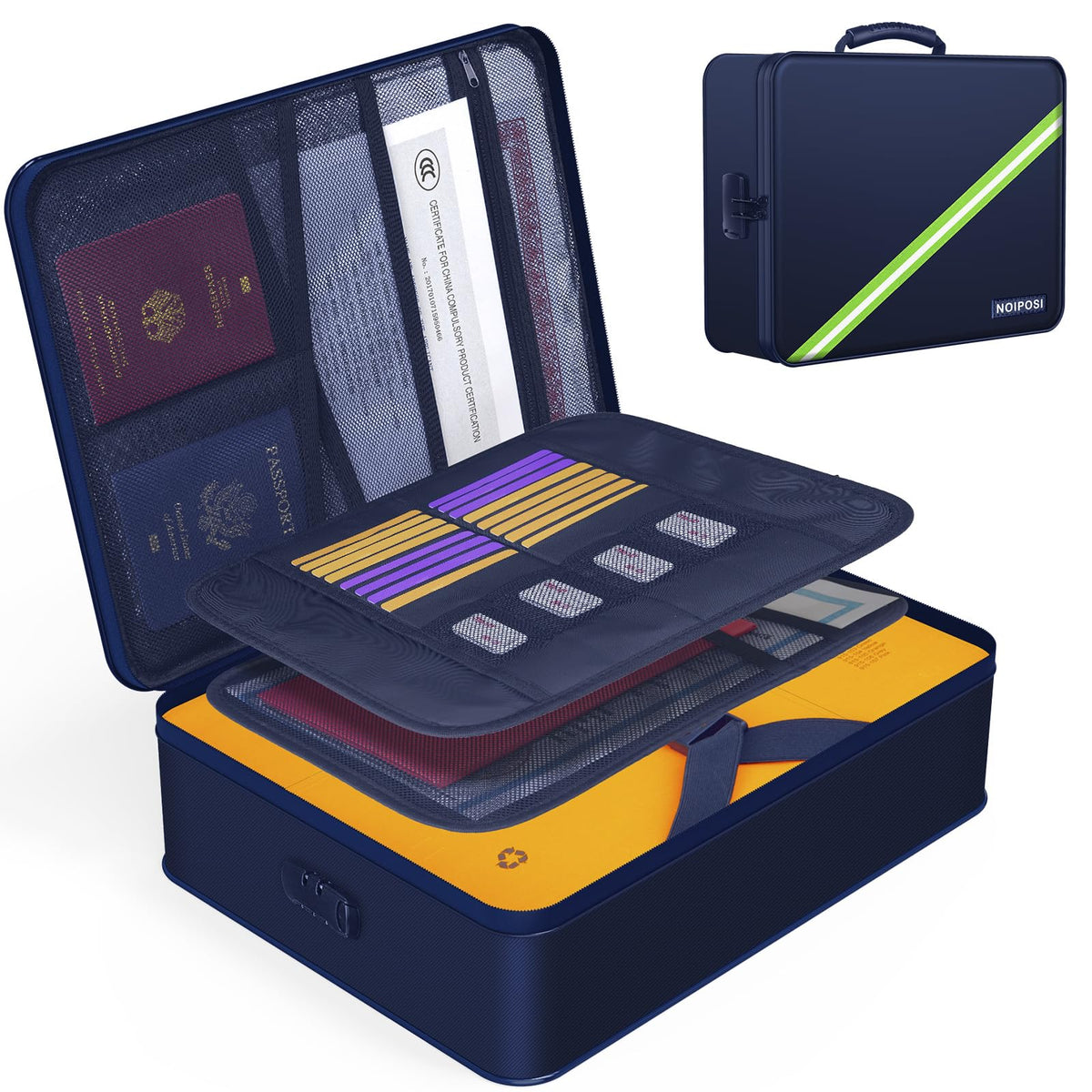 Noiposi 5200℉ Fireproof Document Box with Lock 8-Layer
