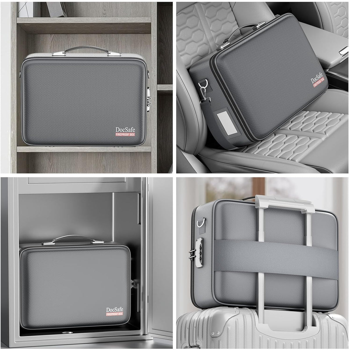 DocSafe Fireproof Document Box Hard Case with Lock ＆ Accordion File Folder