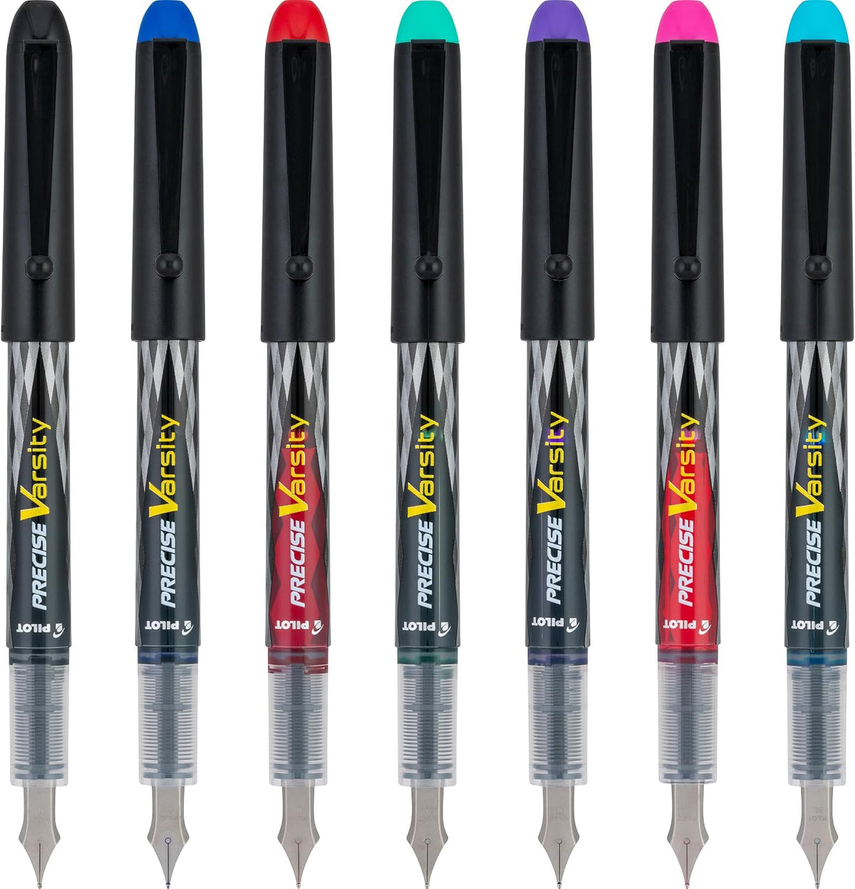 PILOT Precise Varsity Pre-Filled Fountain Pens, 1.0mm, Multicolor, 7-Pack
