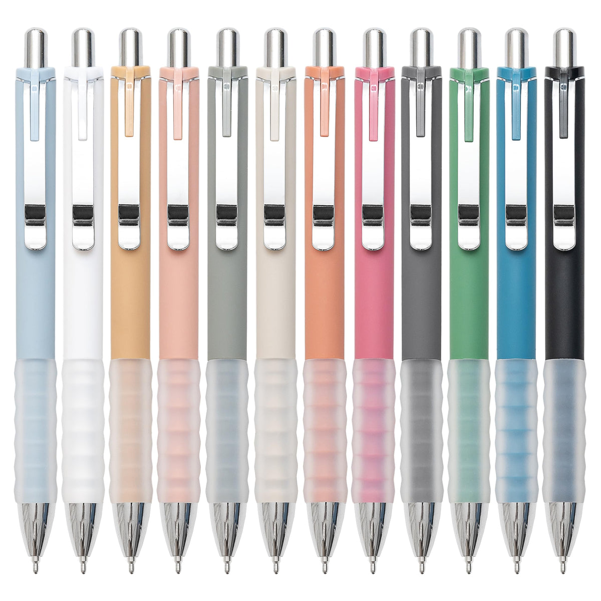 Linbsunne Ballpoint Pens Black Medium Point 1mm with Super Soft Grip Ball Point Pen for Men Women Retractable(style2, 12 pcs)