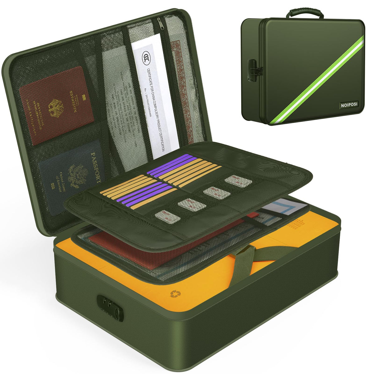 Noiposi 5200℉ Fireproof Document Box with Lock 8-Layer