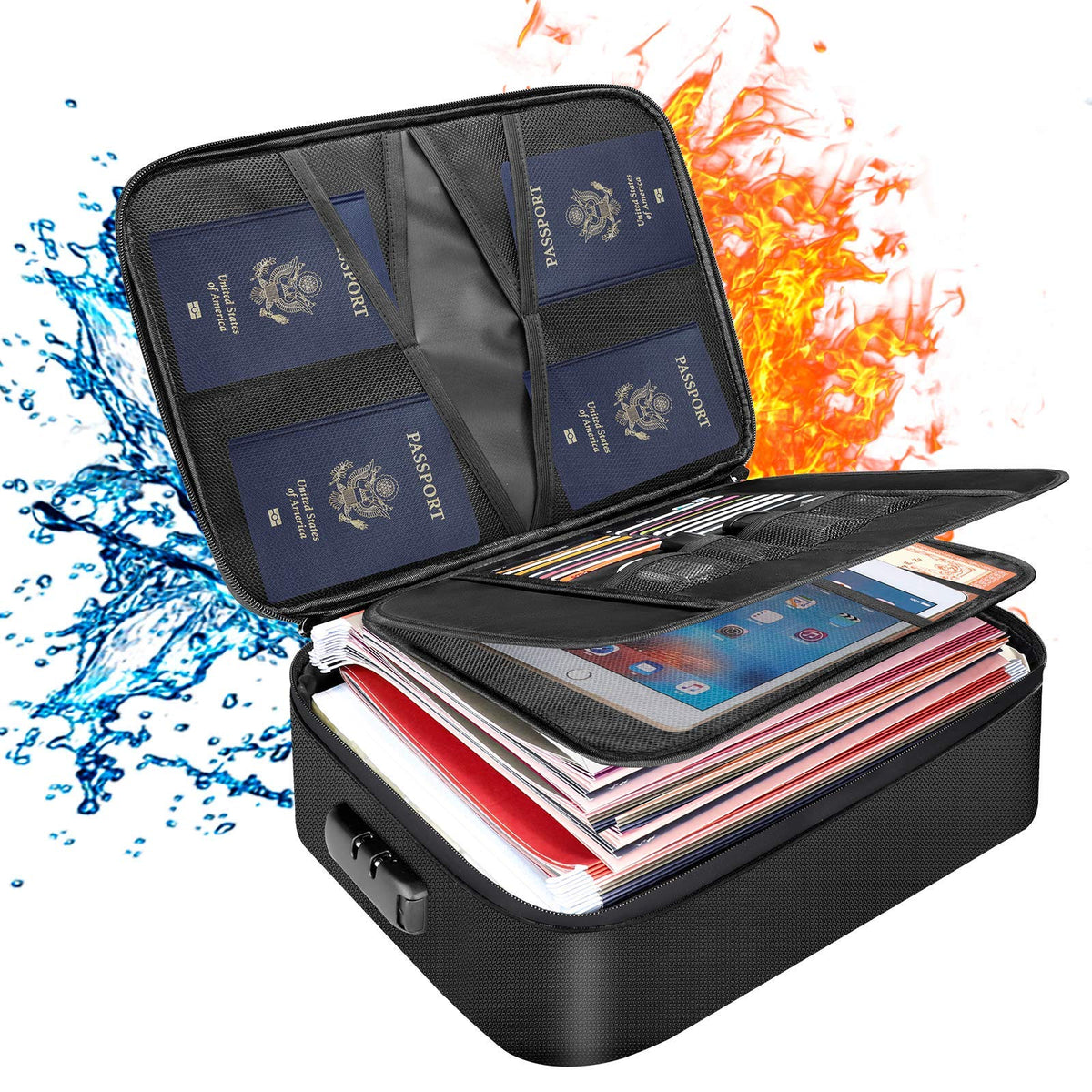 DocSafe 5200°F Fireproof Document Organizer Box with Lock, Heat Insulated