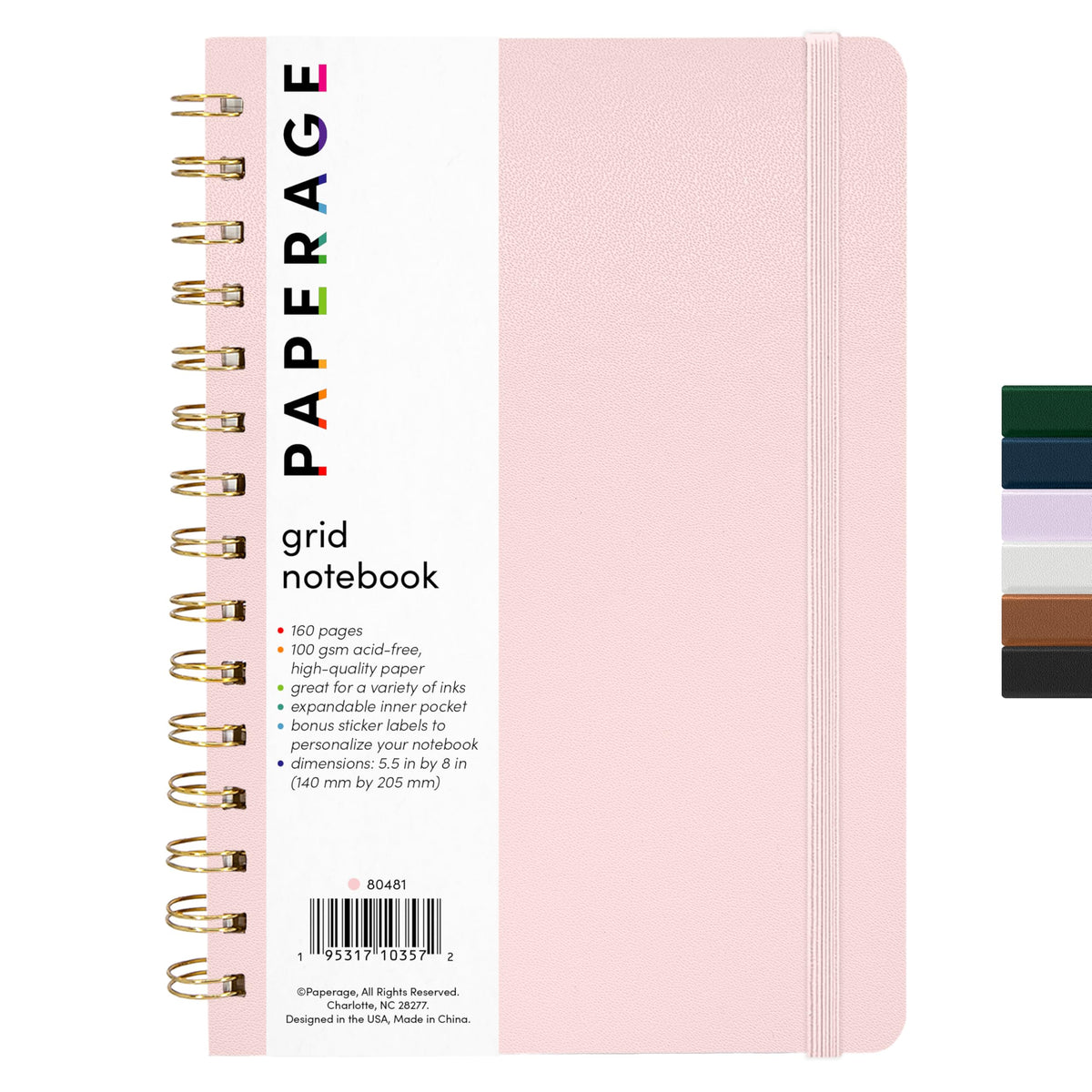 PAPERAGE Lined Spiral Journal Notebook, (Olive Green), 160 Pages, Hardcover Journal for Women & Men, Medium 5.5 in x 8 in - 100 GSM, Thick Paper, Spiral Notebook for Work, School & Journaling