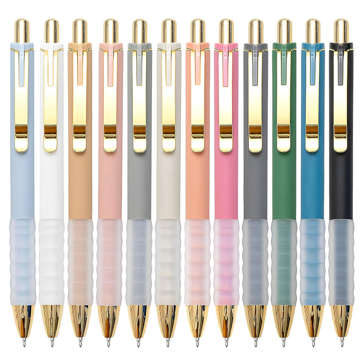 Linbsunne Ballpoint Pens Black Medium Point 1mm with Super Soft Grip Ball Point Pen for Men Women Retractable(style2, 12 pcs)