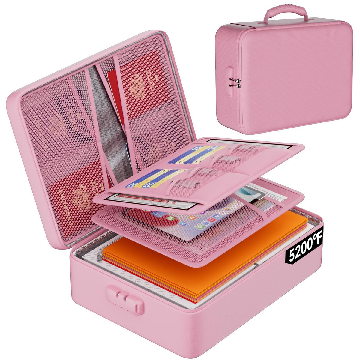 DocSafe 5200°F Fireproof Document Organizer Box with Lock, Heat Insulated