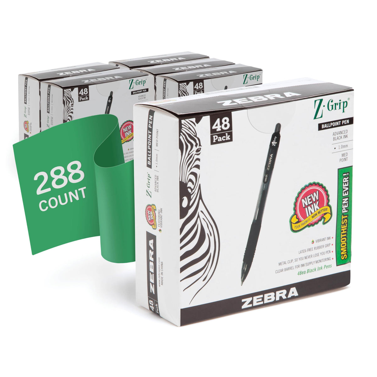 Zebra Pen Z-Grip Retractable Ballpoint Pen, Black Ink, 1.0mm, 24 Bulk-Pack