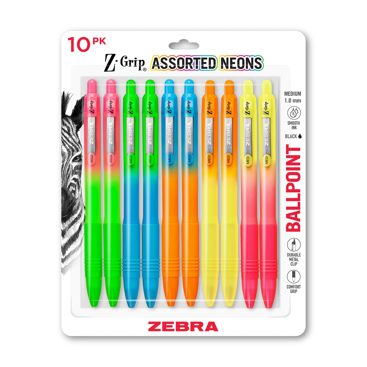 Zebra Pen Z-Grip Retractable Ballpoint Pen, Black Ink, 1.0mm, 24 Bulk-Pack