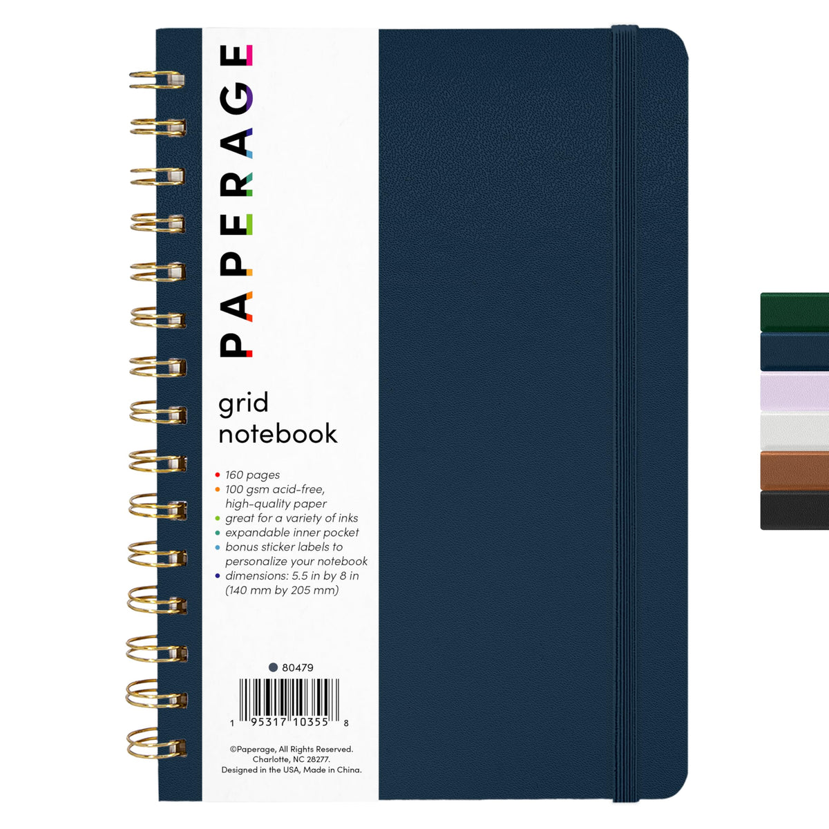 PAPERAGE Lined Spiral Journal Notebook, (Olive Green), 160 Pages, Hardcover Journal for Women & Men, Medium 5.5 in x 8 in - 100 GSM, Thick Paper, Spiral Notebook for Work, School & Journaling