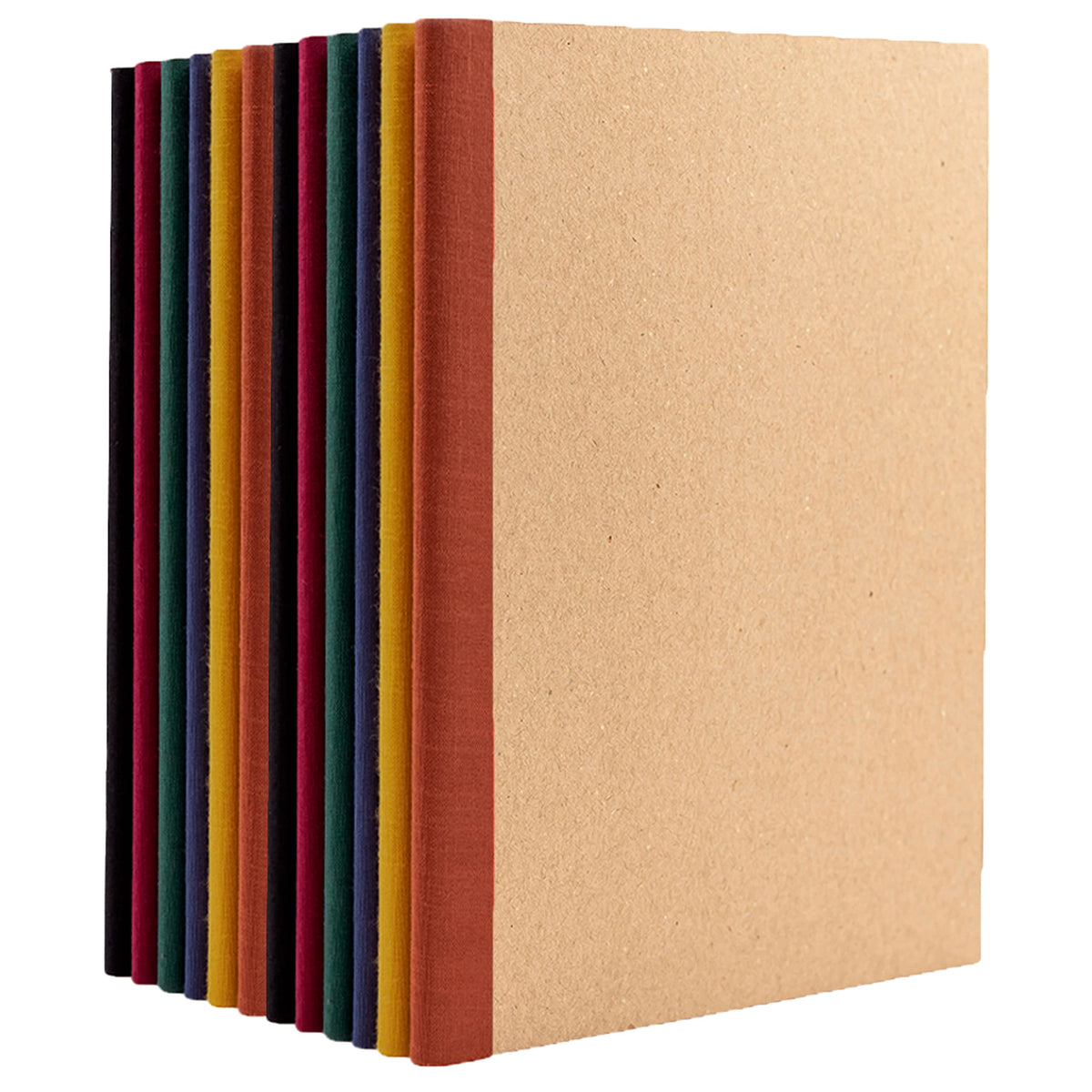PAPERAGE 6-Pack Composition Notebook Journals, 120 Pages, Kraft Cover with Rainbow Spines, College Ruled Lined Paper, Small Size (8 in x 5.75 in) – for Home, Office or School Supplies