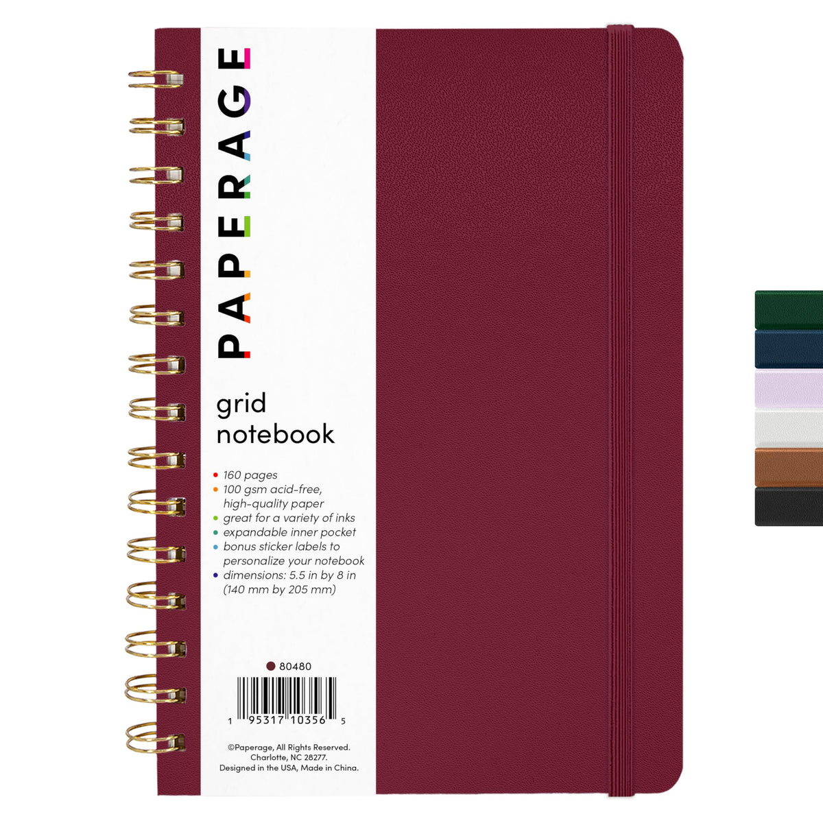 PAPERAGE Lined Spiral Journal Notebook, (Olive Green), 160 Pages, Hardcover Journal for Women & Men, Medium 5.5 in x 8 in - 100 GSM, Thick Paper, Spiral Notebook for Work, School & Journaling