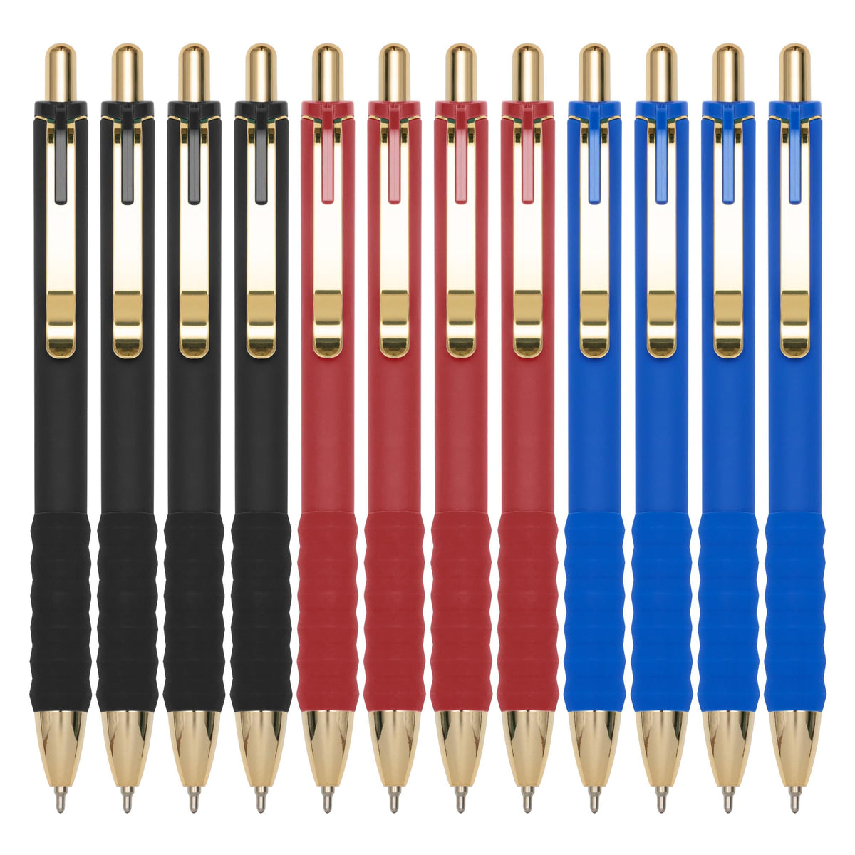 Linbsunne Ballpoint Pens Black Medium Point 1mm with Super Soft Grip Ball Point Pen for Men Women Retractable(style2, 12 pcs)