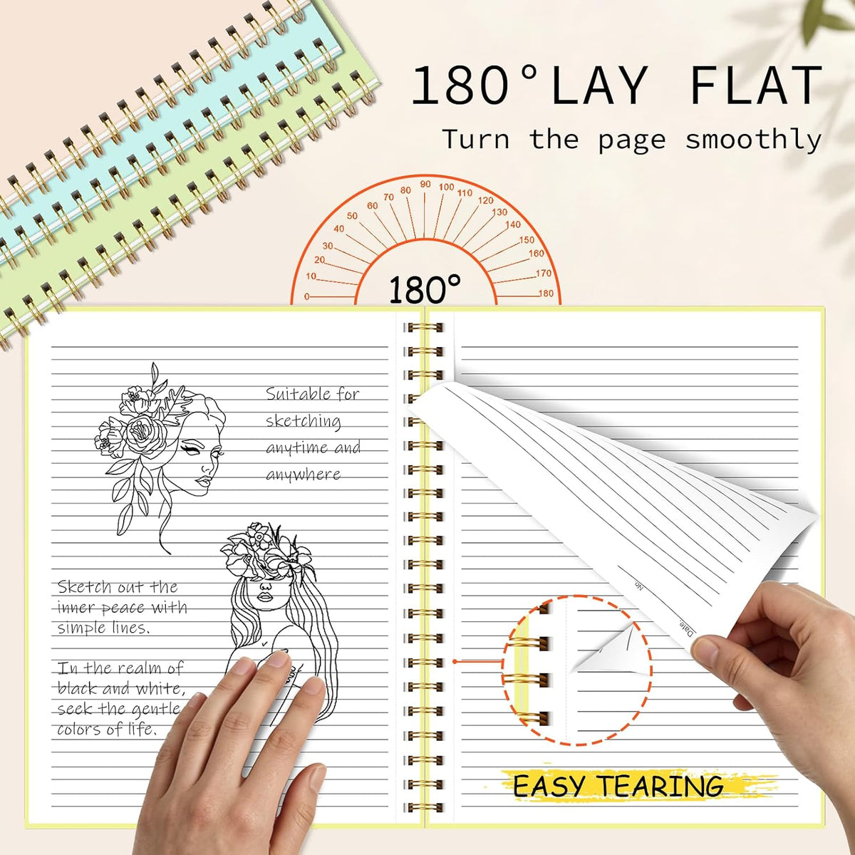 Spiral Notebook 8.5"x11" Hardcover College Ruled Journal 100GSM