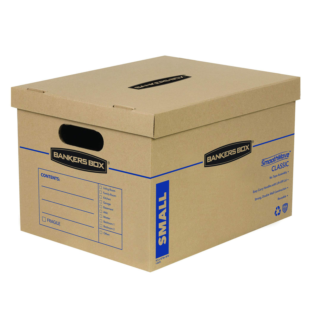 Bankers Box 10-Pack Small Classic Moving Boxes with Reinforced Handles