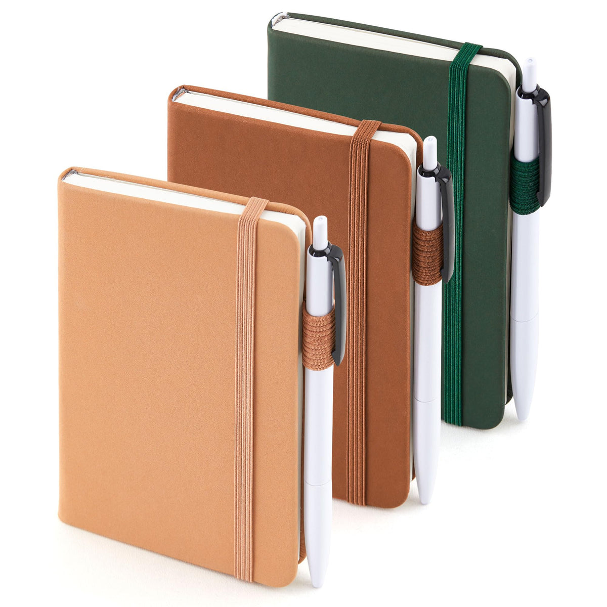 feela 3 Pack Pocket Small Notebook Journals, Mini Cute Hardcover College Ruled Notepad Women Office Supplies, with 3 Black Pens, 3.5”x 5.5”, A6, Pastel Colors, Light Blue, Light Purple, Light Green