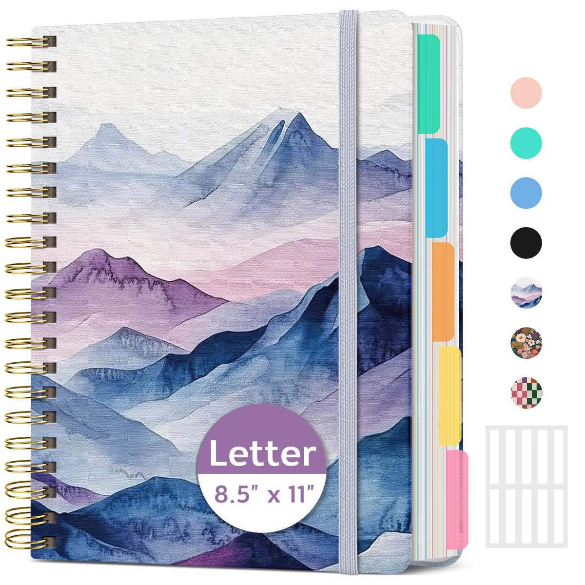 Taja Large Spiral Notebooks for Work 5 Subject with Removable Dividers