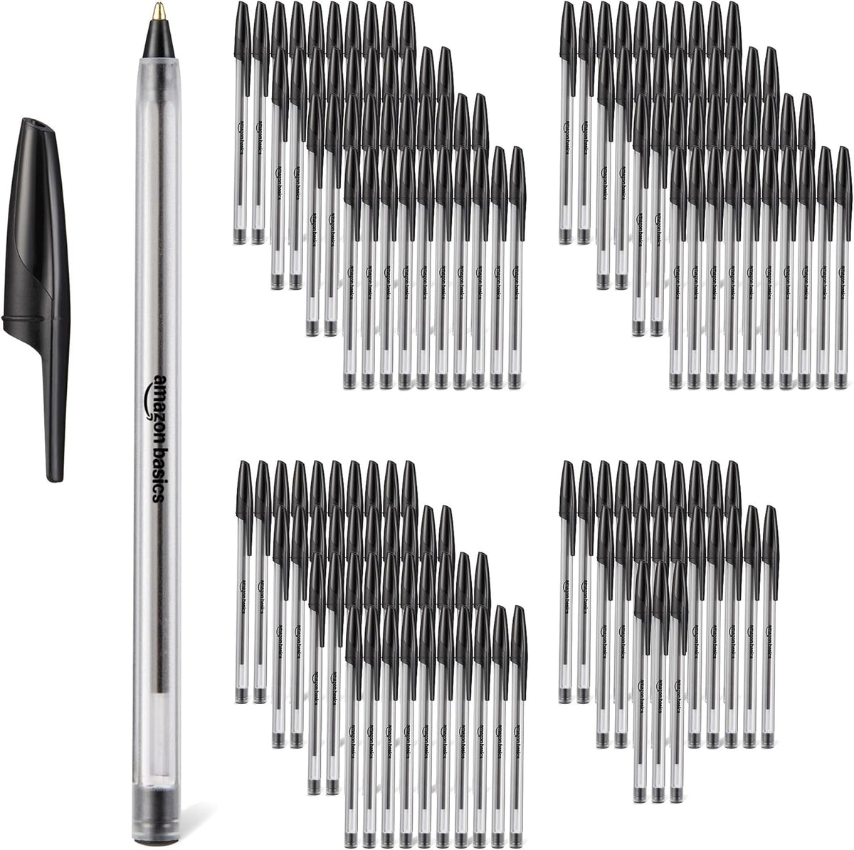 Amazon Basics Ballpoint Pens, Medium Point 1.0mm, Black Ink, 12-Pack