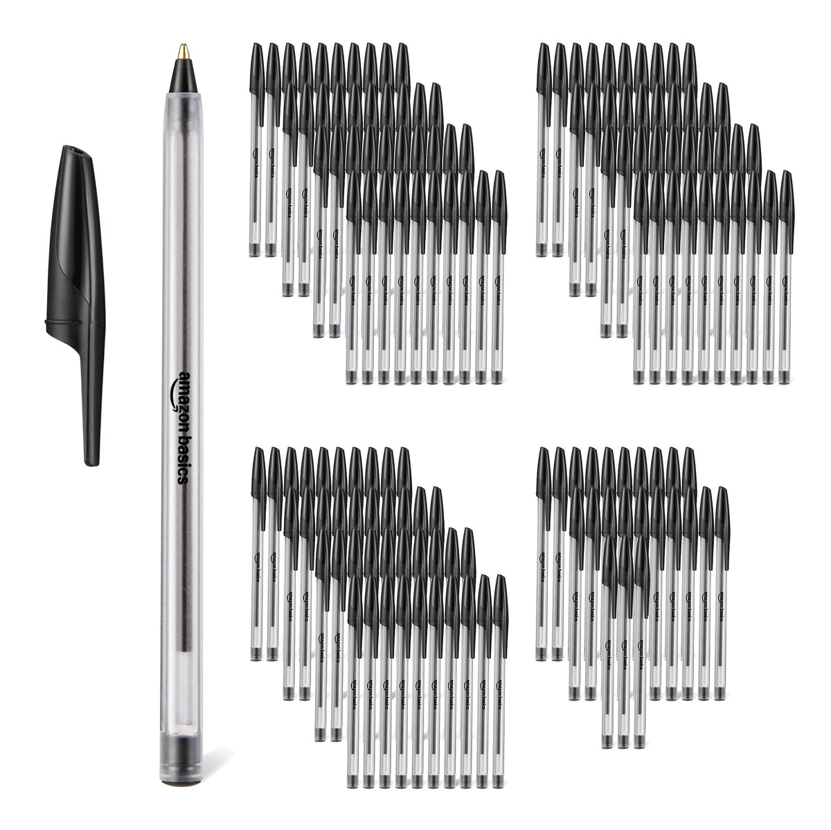 Amazon Basics Ballpoint Pens, Medium Point 1.0mm, Black Ink, 12-Pack