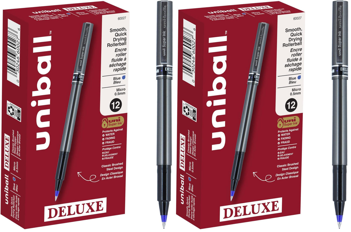 uniball™ Deluxe Rollerball Pens, Micro Point (0.5mm), Black, 3 Pack