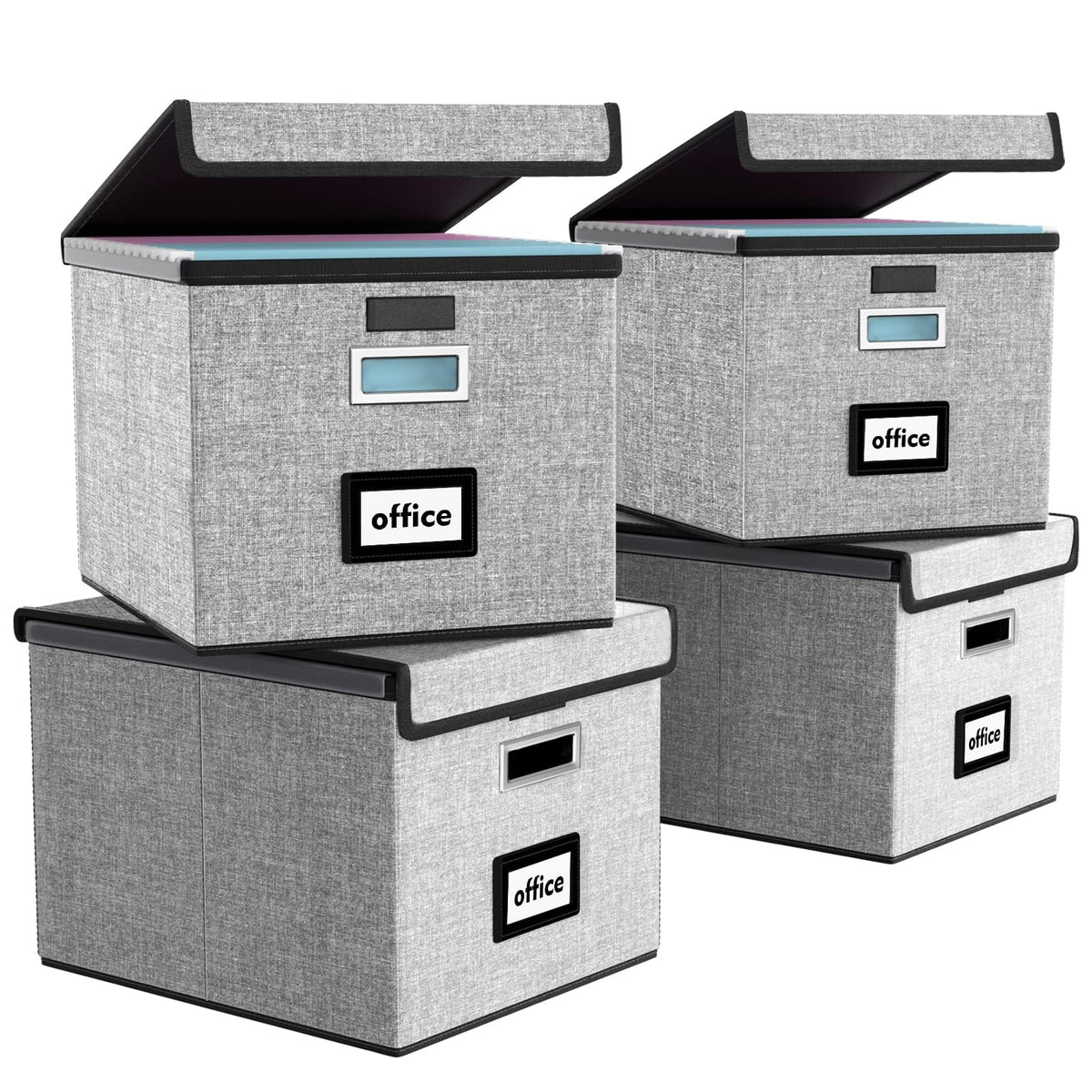 File Organizer Box with Lids, Collapsible File Folder Organizer