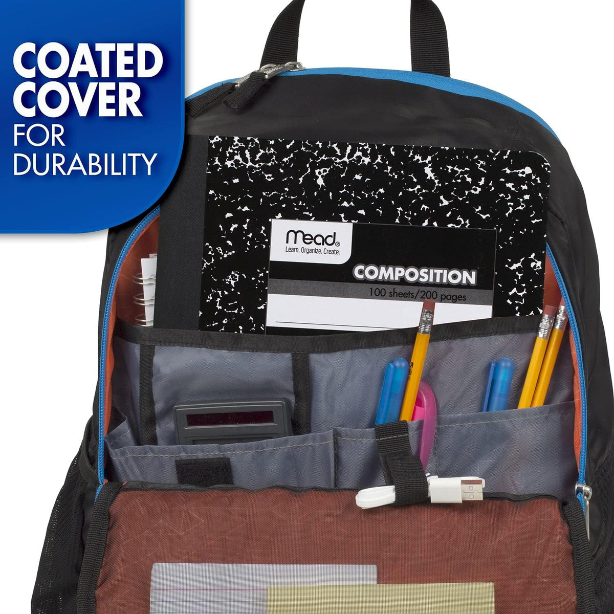 Mead Composition Notebook, 3 Pack, College Ruled Paper, 7-1/2" x 9-3/4", 100 Sheets per Comp Book, Black Marble (38111)