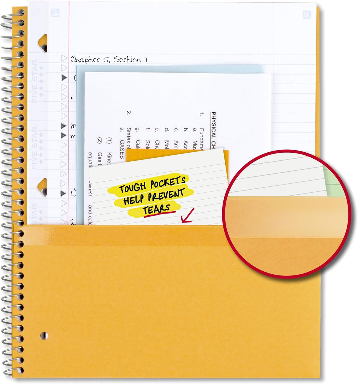 Five Star Spiral Notebook + Study App, 5 Subject, College Ruled Paper, 8-1/2" x 11", 200 Sheets, Fights Ink Bleed, Water Resistant Cover, Amethyst Purple (38748)