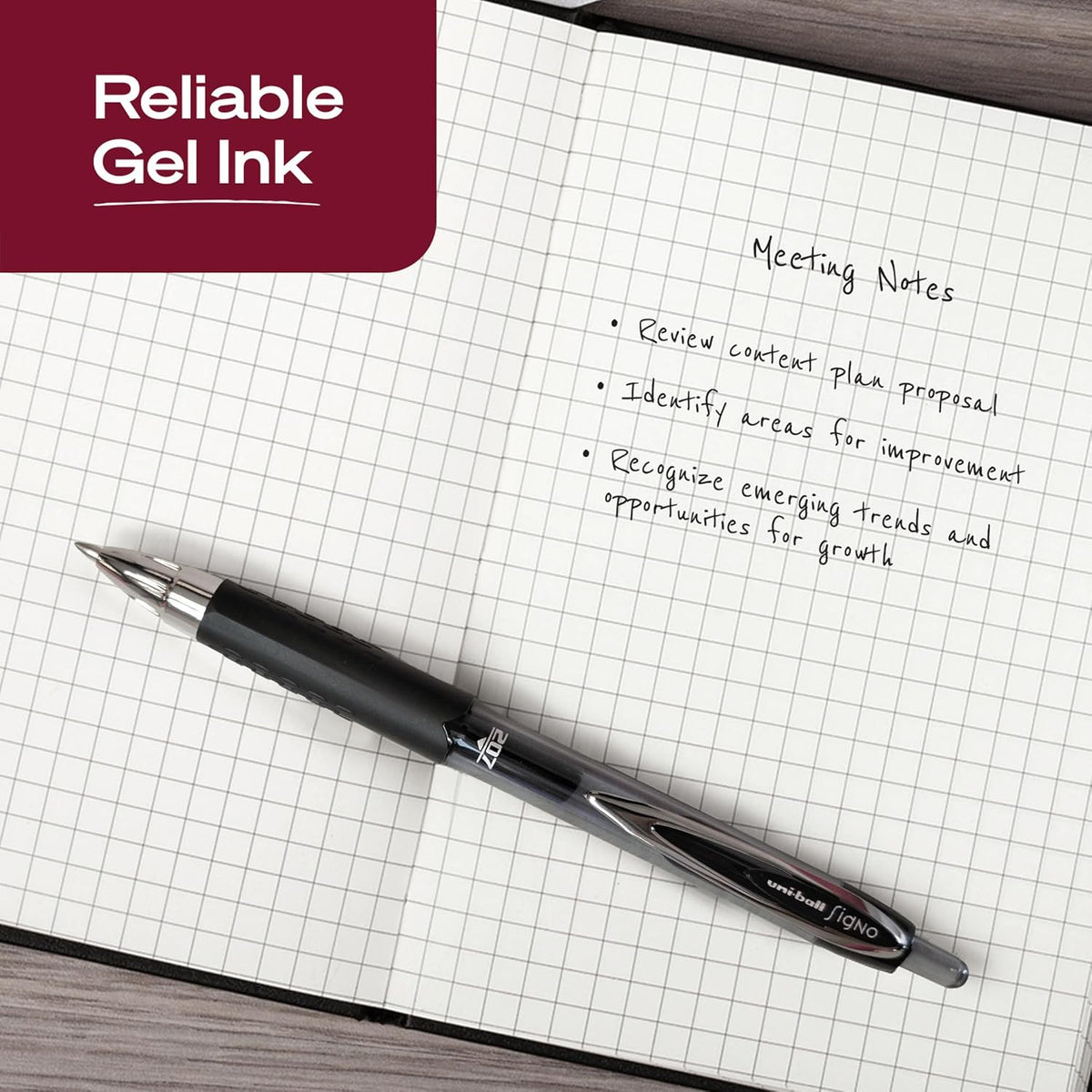 uniball™ 207 Gel Pens, Black Ink, 0.7mm Medium Point, Retractable, 4 Count