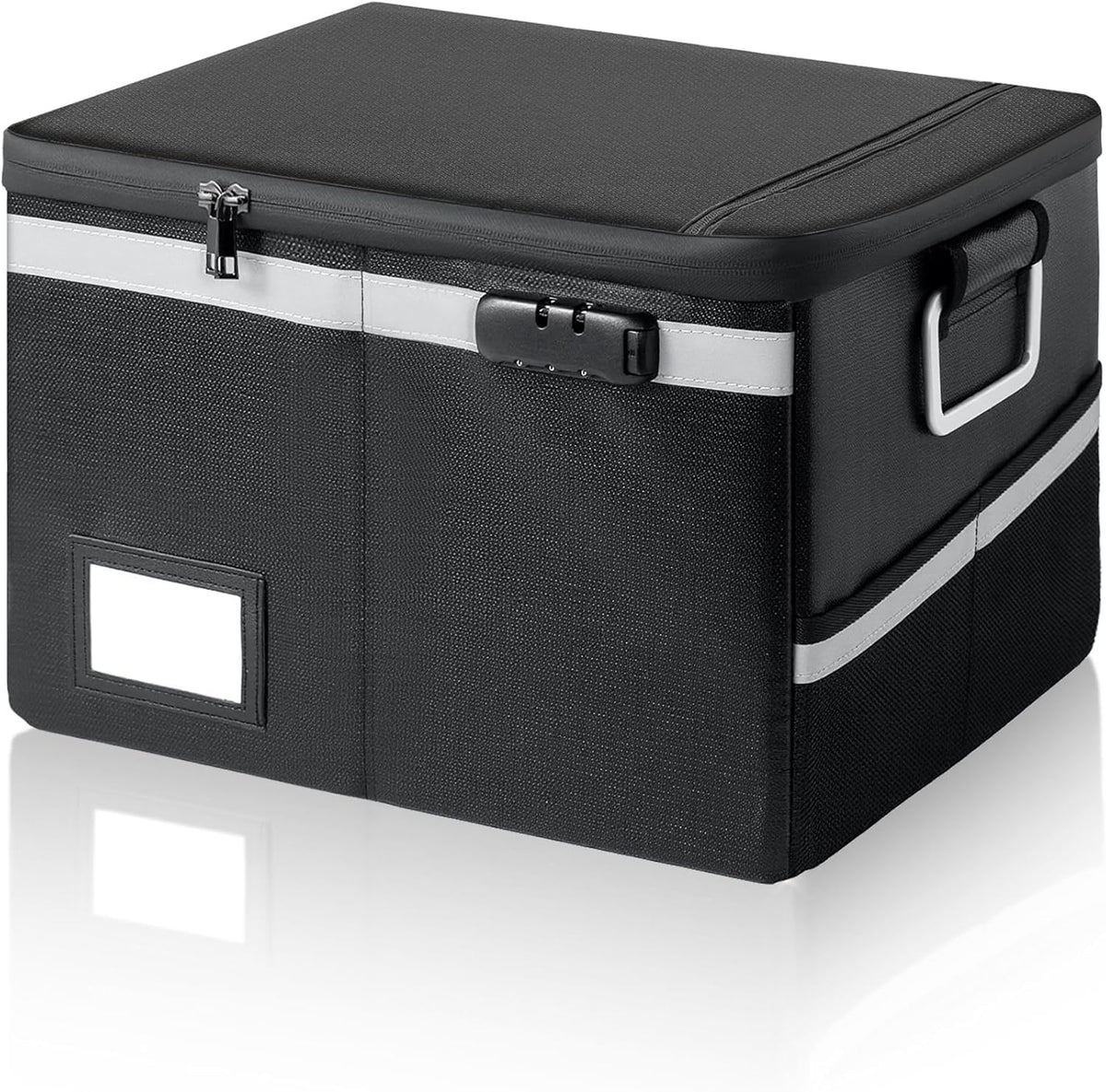Fireproof Waterproof Document Box with Lock Collapsible Portable File Organizer Hard Shell Storage for Hanging Letter Legal Folders Home Office Safe Green 15.7x11.8x10.2in