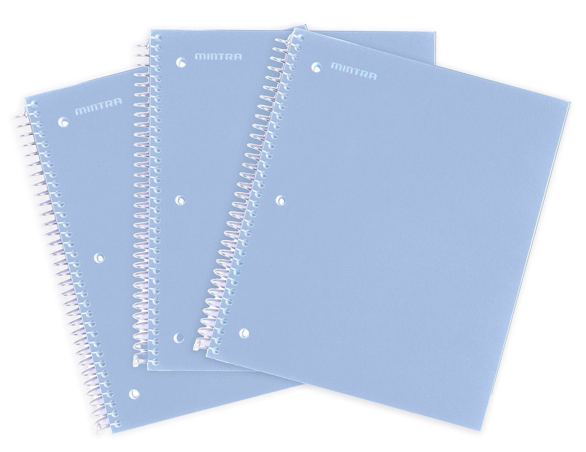 Mintra Office Durable Spiral Notebooks, 1 Subject, (Salmon, Sage Green, Lavender, Wide Ruled 3pk) - 100 Sheets, Poly Pocket, Moisture Resistant Cover, School, Office, Professional