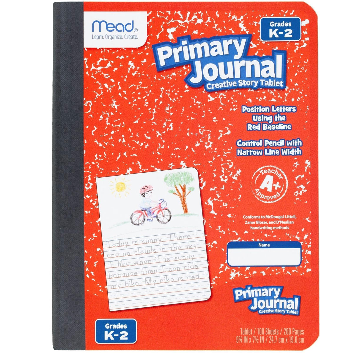 Mead Primary Journal Creative Story Tablet Composition Notebook, 7.5" x 9.75", Grades K-2, 100 Sheets, Blue (09554)