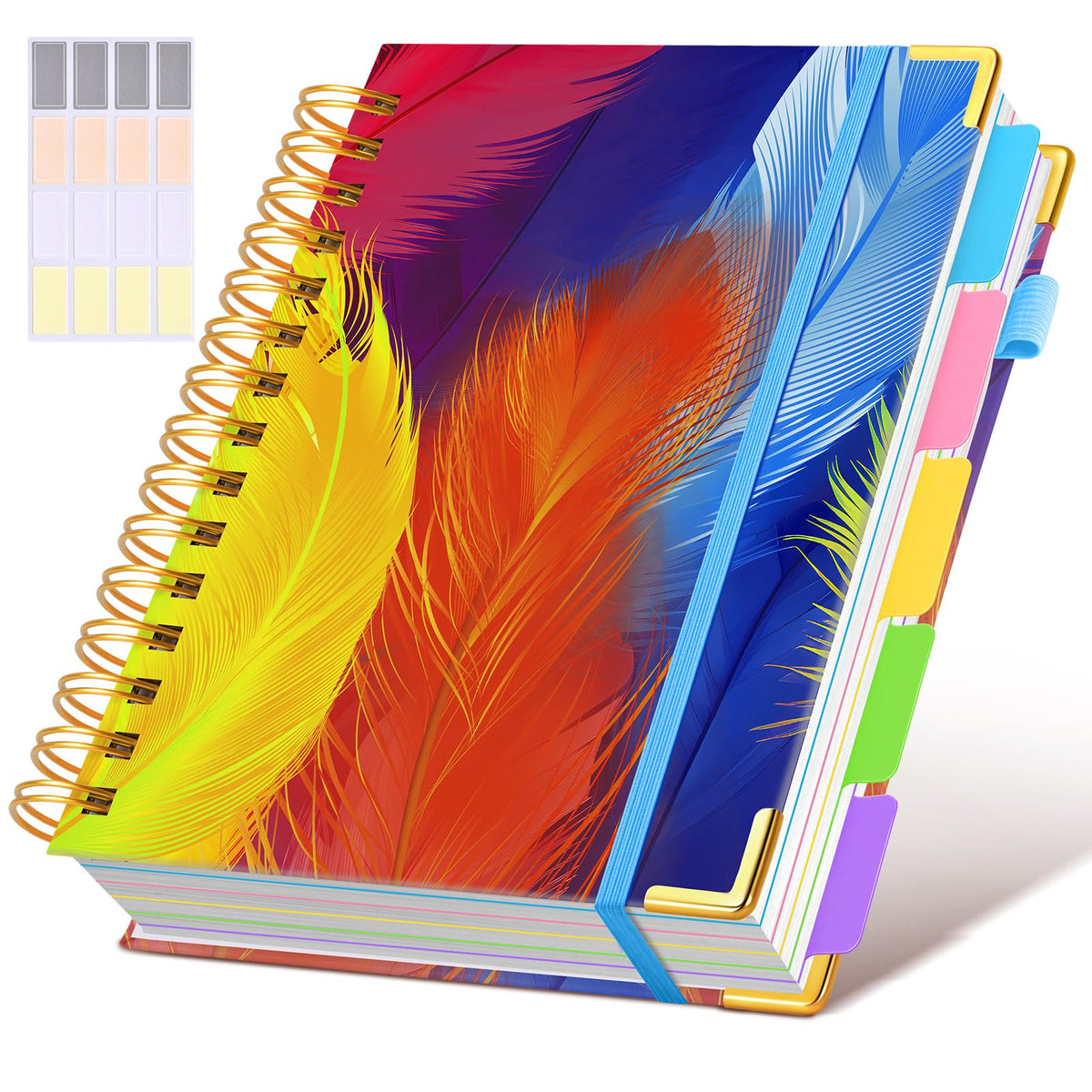 Hardcover Spiral Notebook journal with Removable Dividers Tabs, 300 Pages Leather 5 Subject Notebook College Ruled, 8"x10" Large B5 Notebooks for Work School Note taking, Lined Journal for Women,Pink