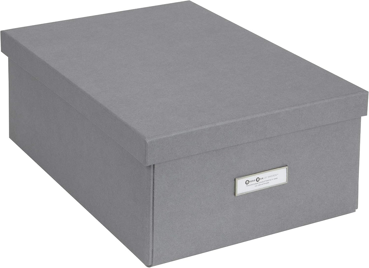 Bigso Box of Sweden Katia Collapsible Storage Box with Labelframe for Easy Identification - Simple Assembly Without Tools - Decorative Storage Boxes with Lids - 11.3in x 15.4in x 6.4in - White