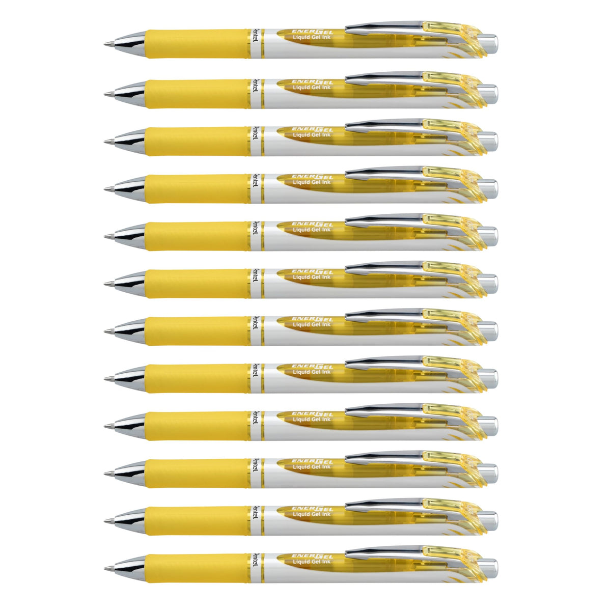 Pentel EnerGel RTX Retractable Liquid Gel Pen, (0.7mm) Medium Line, Metal Tip, Black Ink, Box of 12 (BL77-A)