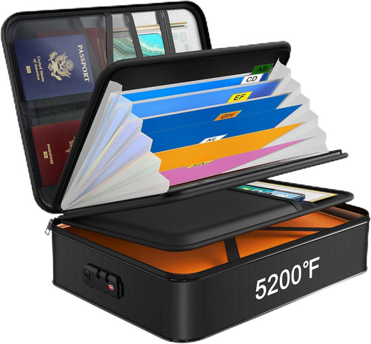 Noiposi Fireproof Document Box with Lock 5200℉-8 Layer