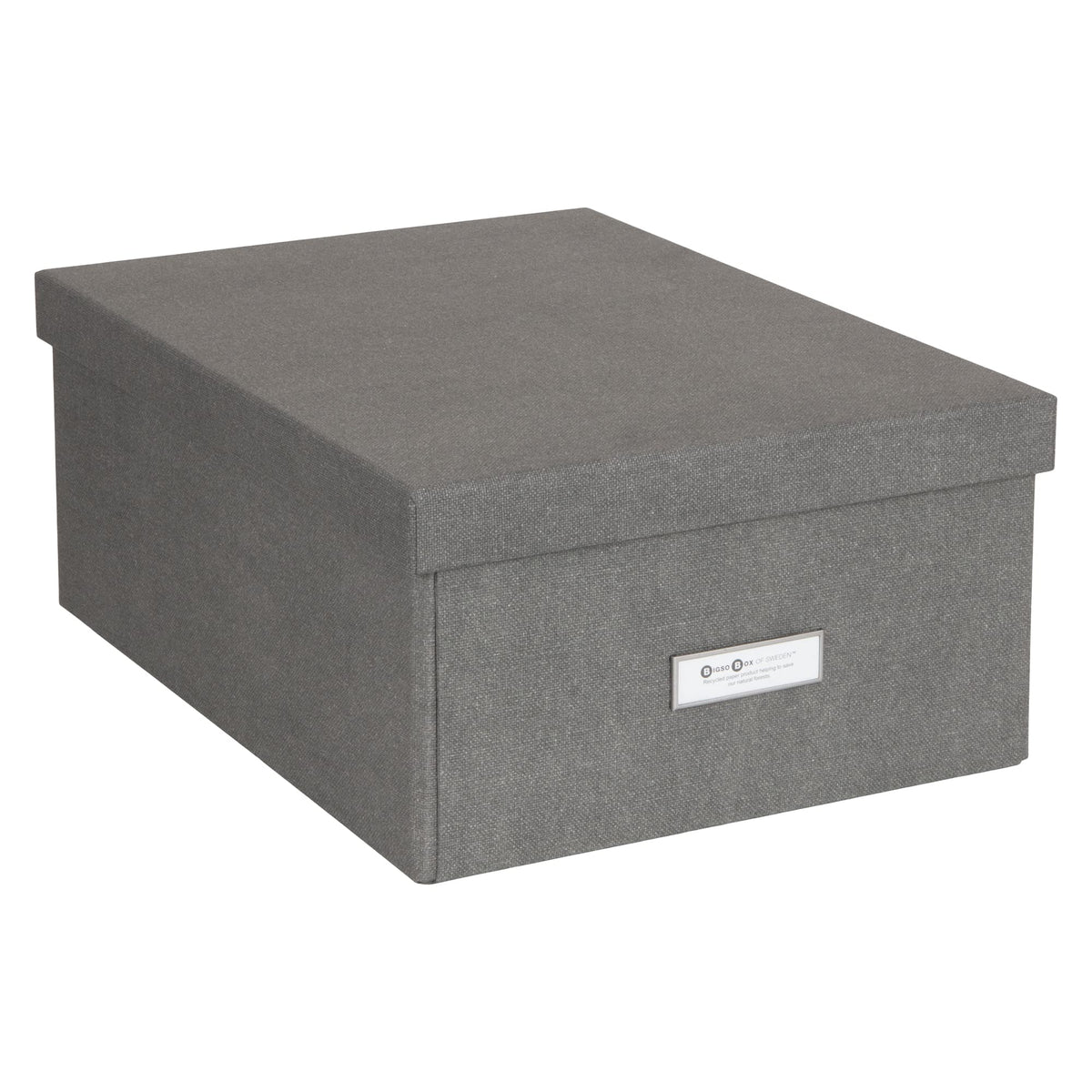 Bigso Box of Sweden Katia Collapsible Storage Box with Labelframe for Easy Identification - Simple Assembly Without Tools - Decorative Storage Boxes with Lids - 11.3in x 15.4in x 6.4in - White