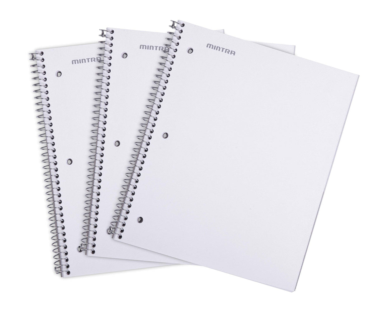 Mintra Office Durable Spiral Notebooks, 1 Subject, (Salmon, Sage Green, Lavender, Wide Ruled 3pk) - 100 Sheets, Poly Pocket, Moisture Resistant Cover, School, Office, Professional