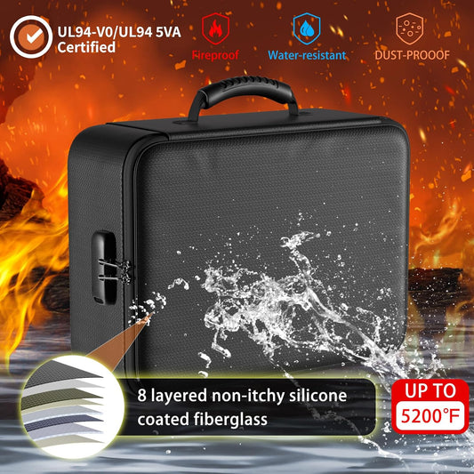 ENGPOW 5200°F Fireproof Document Bag with Lock,8 Layers Heat Insulated