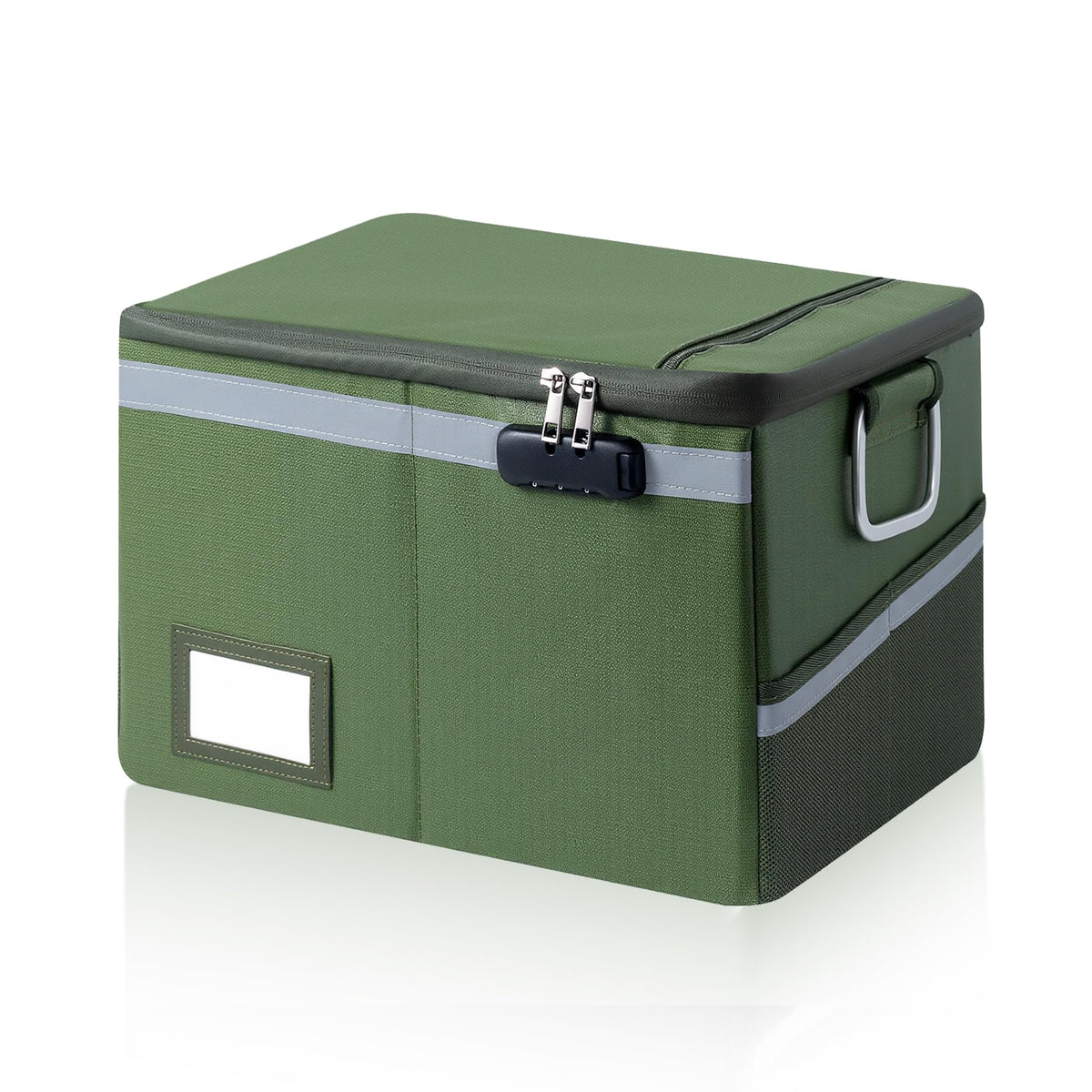 Fireproof Waterproof Document Box with Lock Collapsible Portable File Organizer Hard Shell Storage for Hanging Letter Legal Folders Home Office Safe Green 15.7x11.8x10.2in