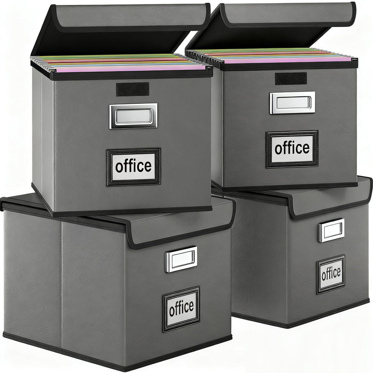 File Organizer Box with Lids, Collapsible File Folder Organizer