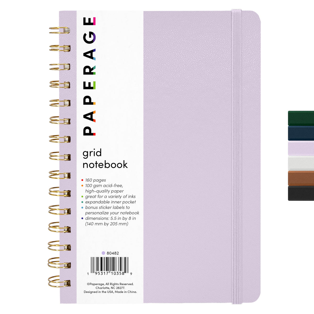 PAPERAGE Lined Spiral Journal Notebook, (Olive Green), 160 Pages, Hardcover Journal for Women & Men, Medium 5.5 in x 8 in - 100 GSM, Thick Paper, Spiral Notebook for Work, School & Journaling