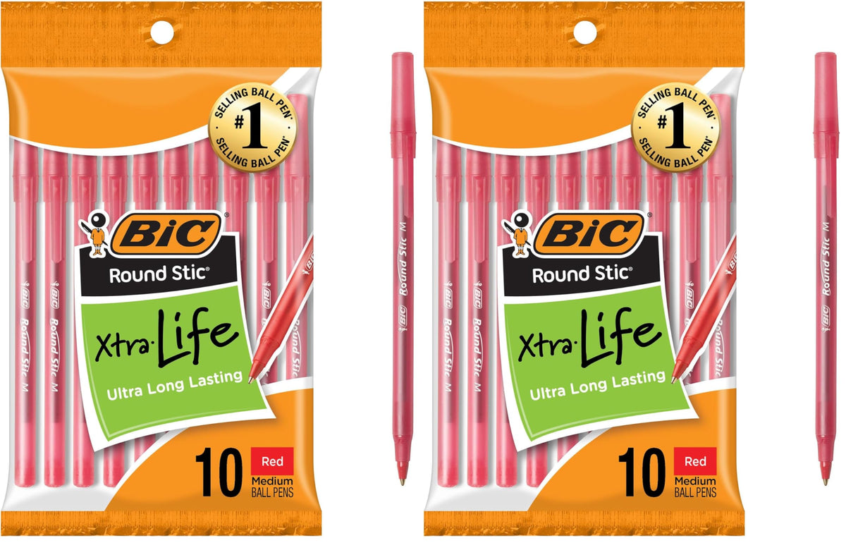 BIC Round Stic Black Ballpoint Pens, Medium Point, 1.0mm, 10-Count