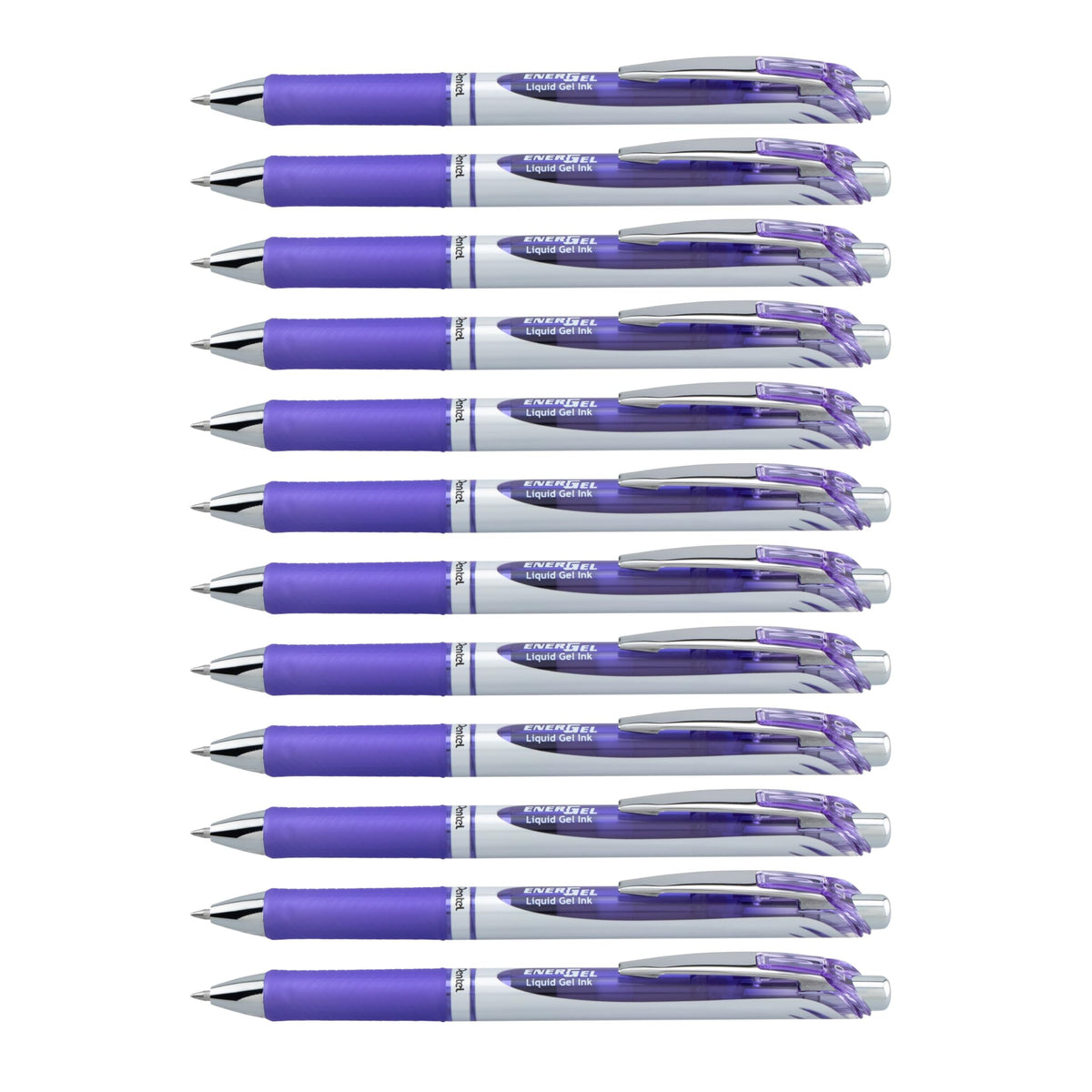 Pentel EnerGel RTX Retractable Liquid Gel Pen, (0.7mm) Medium Line, Metal Tip, Black Ink, Box of 12 (BL77-A)