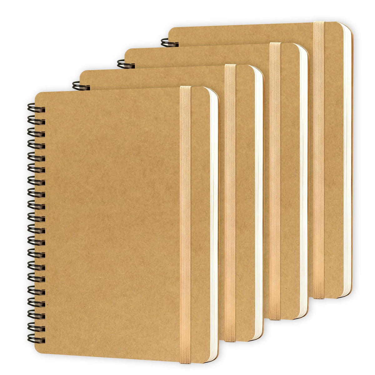 4 PCS Small Spiral Notebook 5x7, Spiral Journal Notebook, Notebooks for Work, School, Small Notebooks 5x7 with Strap, Cute Notebooks for Women 50 Sheets (Blue)