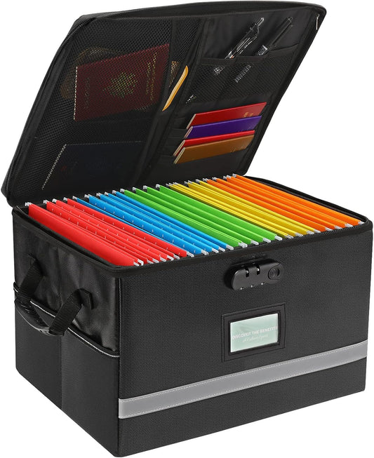 EXLIFBAG Fireproof File Organizer with Lock, 1 Layer