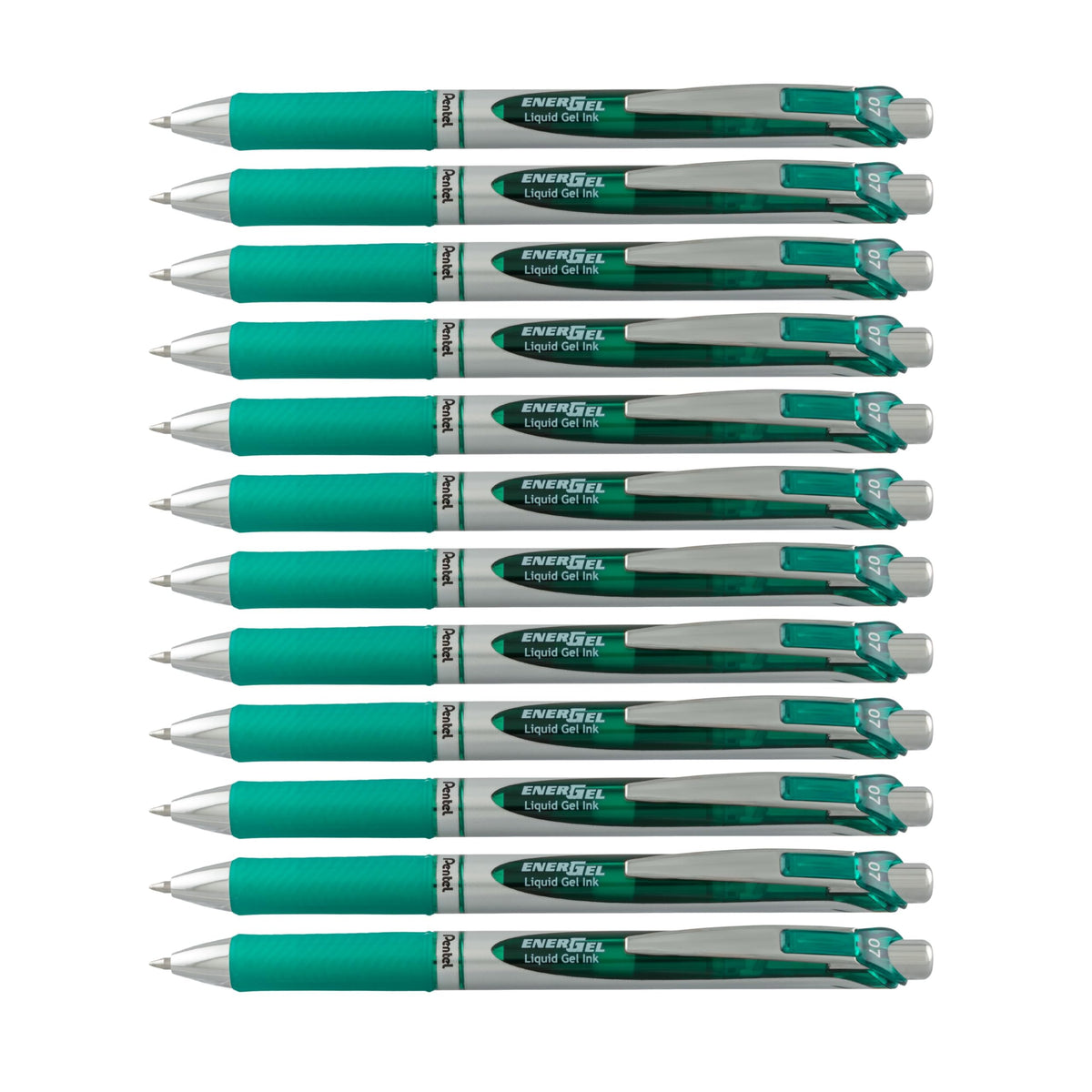 Pentel EnerGel RTX Retractable Liquid Gel Pen, (0.7mm) Medium Line, Metal Tip, Black Ink, Box of 12 (BL77-A)