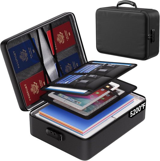 ENGPOW 5200°F Fireproof Document Bag with Lock,8 Layers Heat Insulated