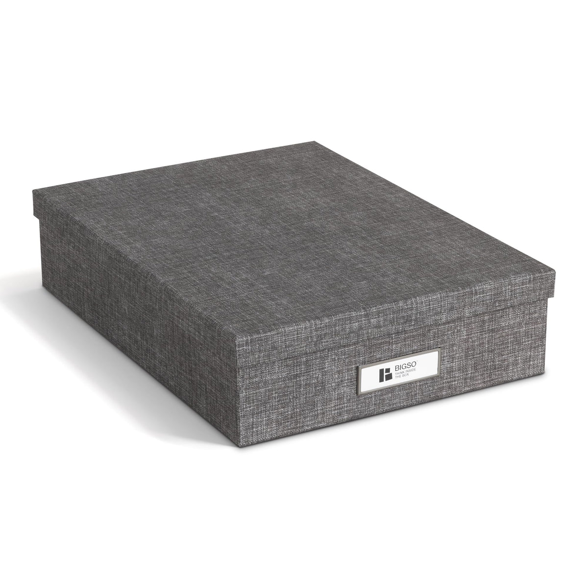 Bigso Oskar Canvas Fiberboard Document Letter Box - File Organizer Box for Important Paperwork - Document Storage with a Lid & Handle - 3.3 in x 10.2 in x 13.8 in - 3 Pack - Blue