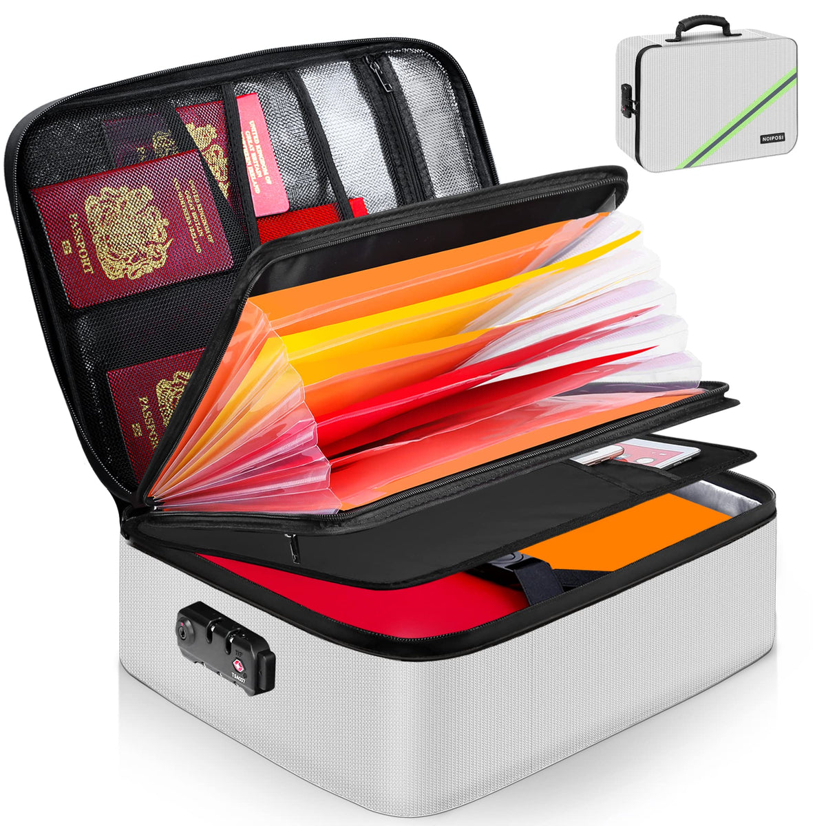Noiposi Fireproof Document Box with Lock 5200℉-8 Layer