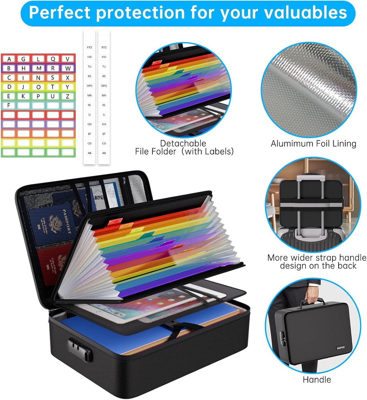 ENGPOW Fireproof File Organizer Bag with 13 Pockets Accordion File Folder