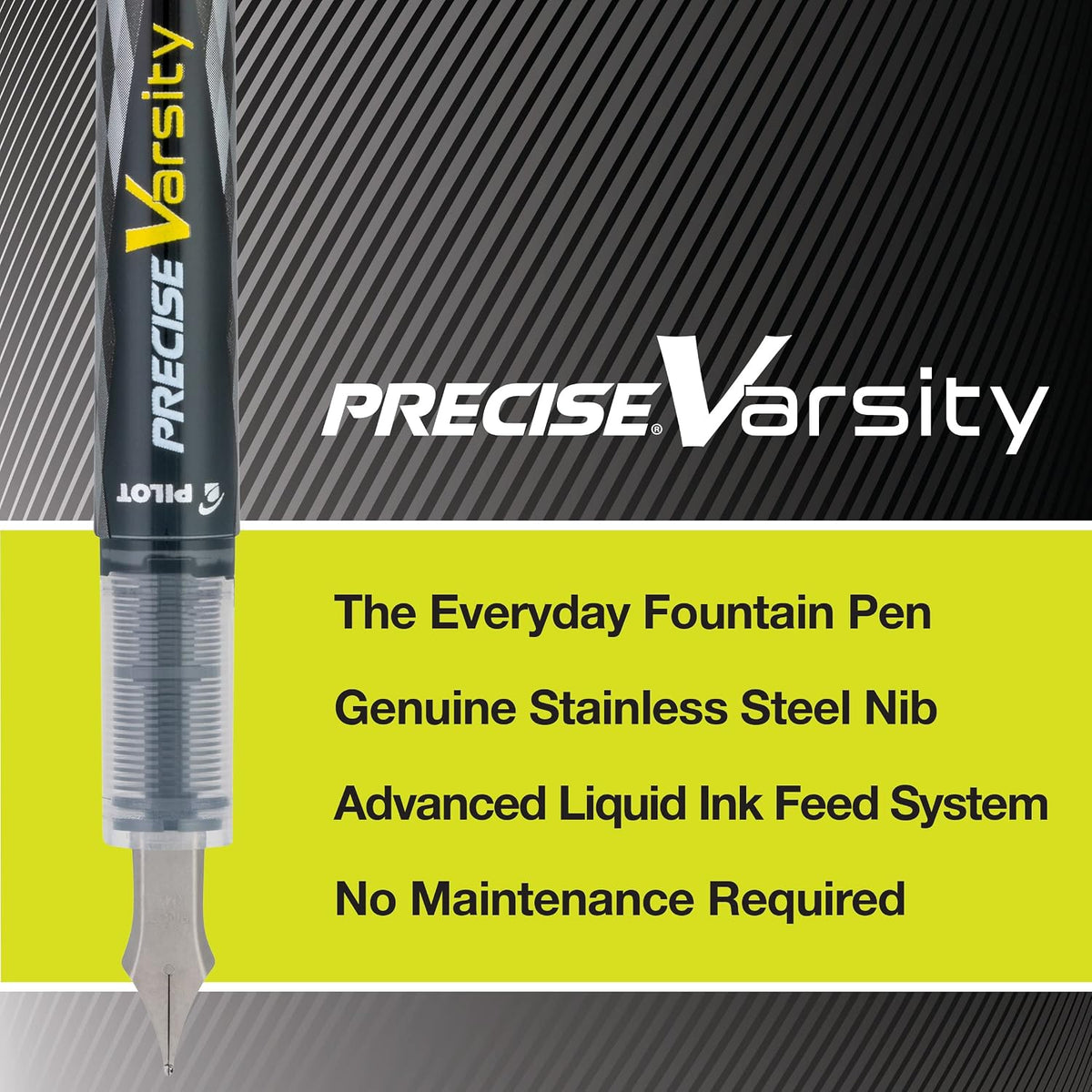 PILOT Precise Varsity Pre-Filled Fountain Pens, 1.0mm, Multicolor, 7-Pack
